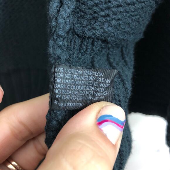 Club Monaco Cardigan Sweater Navy Blue Shawl Neck Cuffed Sleeve Chunky Knit xs - Picture 5 of 8